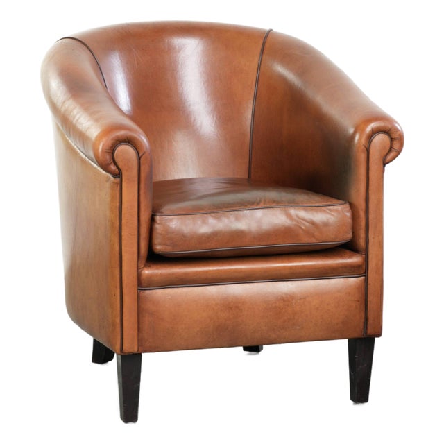 Vintage Club Chair in Sheepskin Leather For Sale