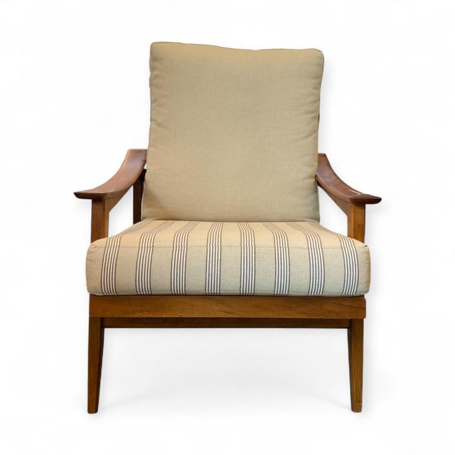 Beige Nordic Teak Armchair with Folding Backrest, 1960s For Sale - Image 8 of 9