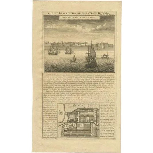 Surate and a Plan of Batavia in the Dutch East Indies, 1719, Paper For Sale - Image 6 of 6