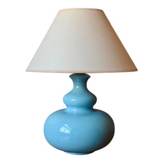 Vintage French Bohemian Blue Ceramic Table Lamp, 1960s For Sale