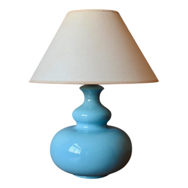 Vintage French Bohemian Blue Ceramic Table Lamp, 1960s For Sale