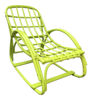 Vintage Ypsilanti Stick Kiwi Green Rattan Lounge Chair