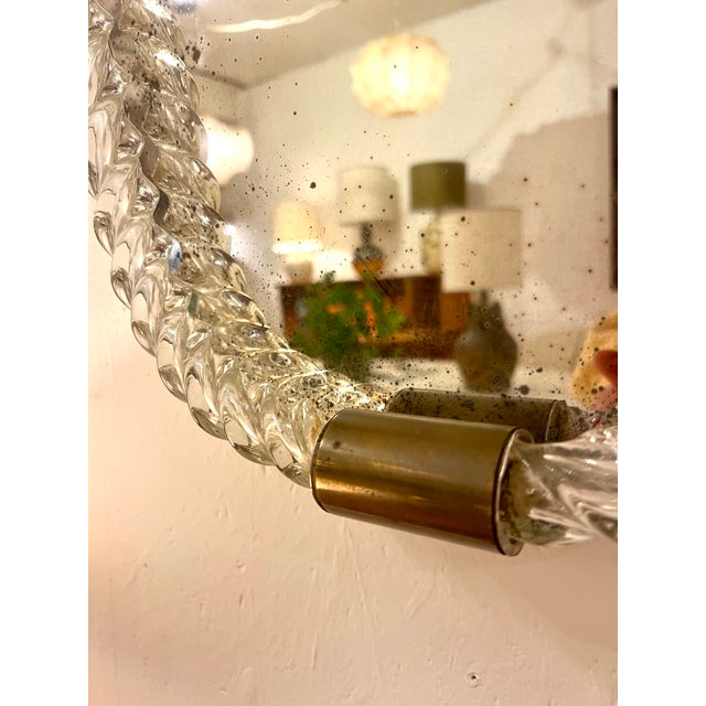 Murano Glass and Brass Wall Mirror by Barovier & Toso, 1940s For Sale - Image 3 of 4