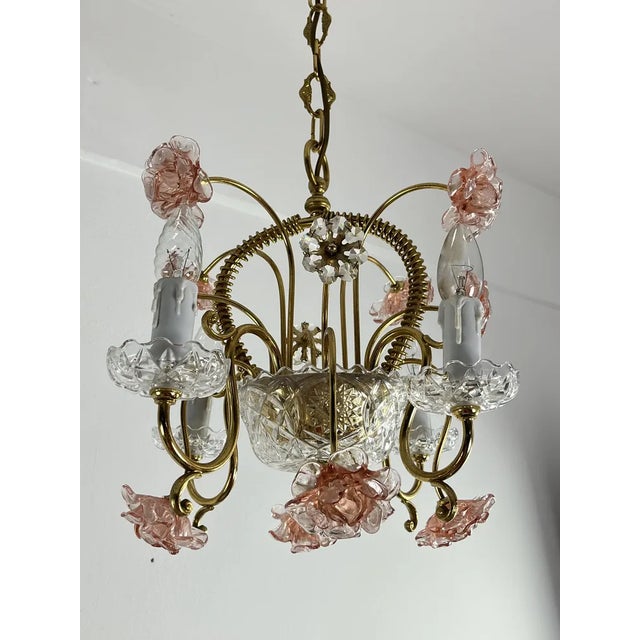 Mid-Century 4-Light Murano Glass Chandelier, 1960s For Sale - Image 6 of 11