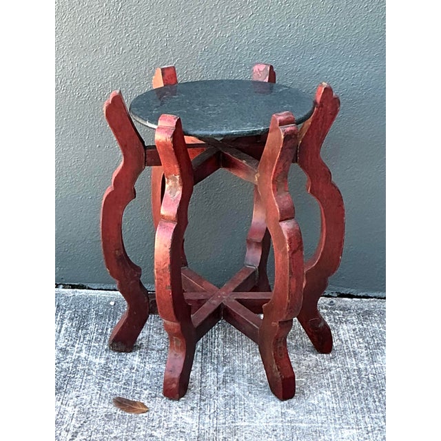 Vintage Stone Top Side Table For Sale - Image 9 of 12