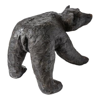 Monumental Hand Carved Wood Rustic Folk Art Prowling Black Bear For Sale