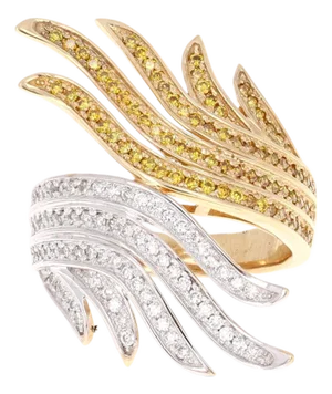 Natural Fancy Colored Diamond Yellow Gold Cocktail Ring, Size 5.75