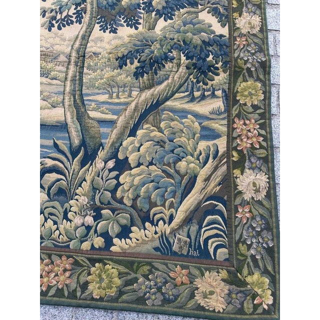 Textile Mid-Century French Jacquard Halluin Tapestry with Verdure Mallard in the style of Aubusson, 1960s For Sale - Image 7 of 18