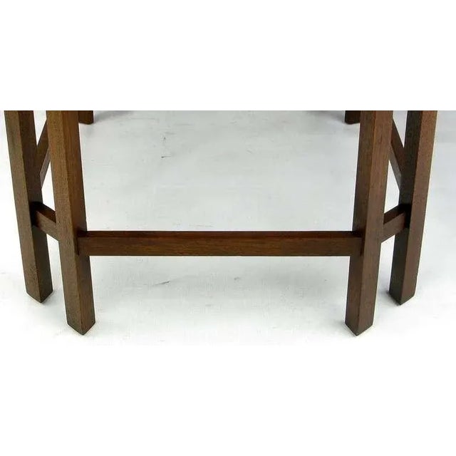 1960s Mahogany Canted Corner Table With Inset Reticulated Brass Tray For Sale - Image 5 of 6