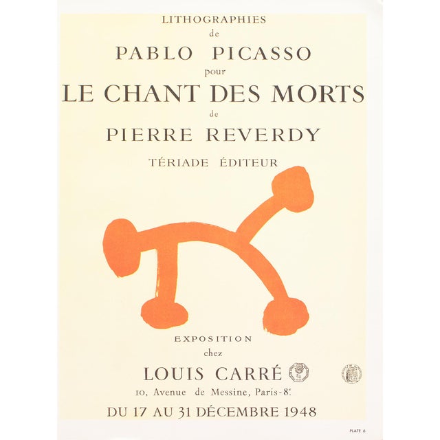 An excellent full-color reproduction poster after the poster by Pablo Picasso "Lithographs by Picasso for The Song of the...