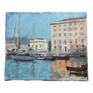 Bernard Harrison, Seaside with Boat, Oil Painting, 1890s-1910s For Sale