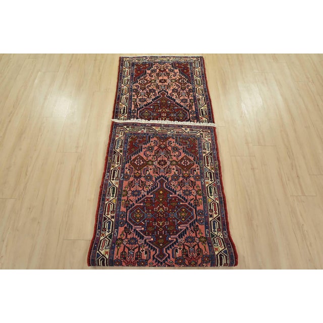 Hamedan Runner 2’8” X 9’6” Pink Wool Vintage Tribal Hand-Knotted Rug For Sale - Image 12 of 13