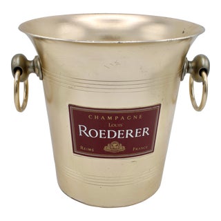 Vintage French Gold Champagne Ice Bucket With Ring Handles For Sale