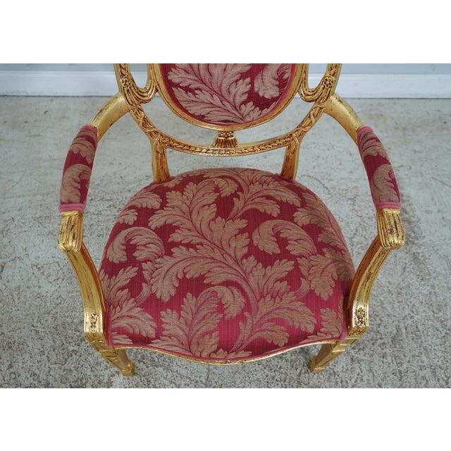 Ornamental & Decorative Materials Pair Gold Gilt French Louis XVI Style Open Armchairs For Sale - Image 7 of 12