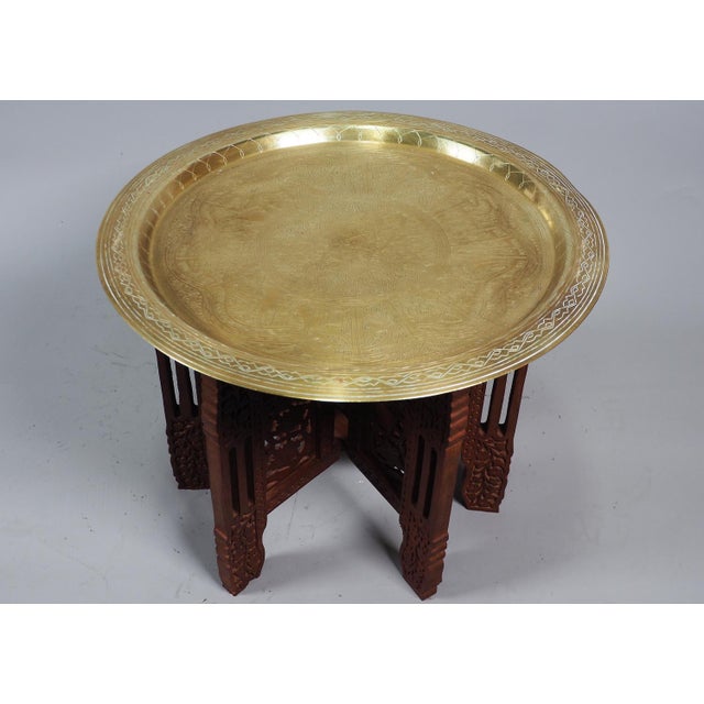 Vintage Orient Islamic Hammer Engraved Table Tray, 1940s For Sale - Image 10 of 18