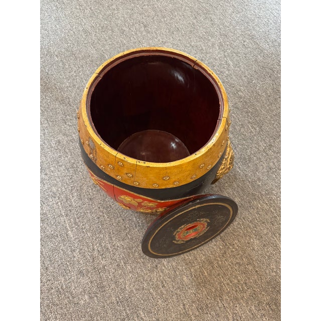 Wood Mid 20th Century Asian Bent Wood Drum Storage Stool For Sale - Image 7 of 7