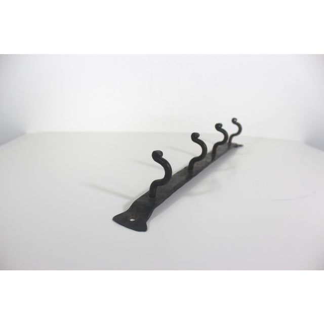 Vintage Forged Iron Wall Rack With Hooks For Sale - Image 6 of 11