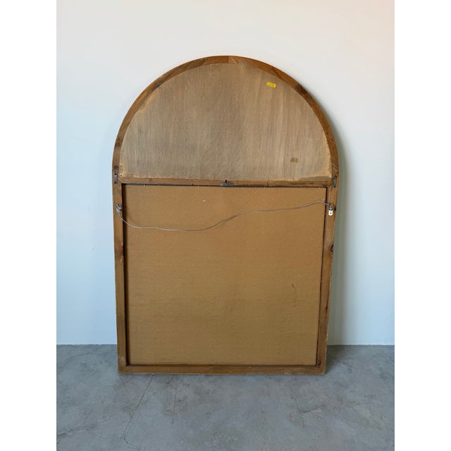 Large Vintage Chapman Carved Pine Wood Fan Arch Top Wall Mirror – 1972 For Sale - Image 12 of 12
