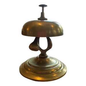 Edwardian English Brass Hotel Counter Bell With Wishbone Striker, Ca. 1900–1915