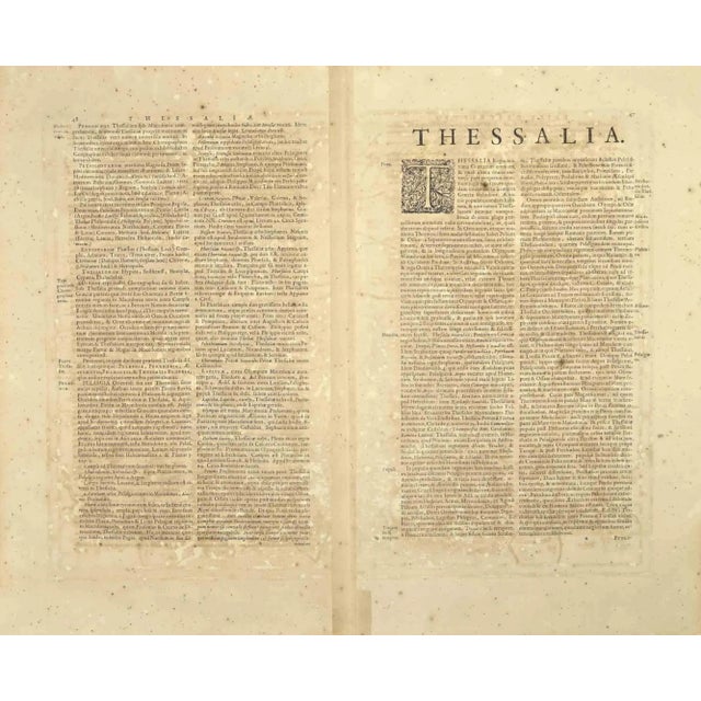 Thessalia Map is an ancient map realized in 1650 by Johannes Janssonius (1588-1664). The Map is Hand-colored etching, with...