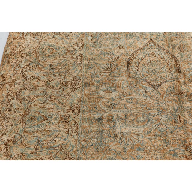 Beige Authentic Persian Kirman Handmade Wool Rug For Sale - Image 8 of 10
