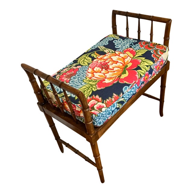 1960s Baker Faux Bamboo Bench For Sale