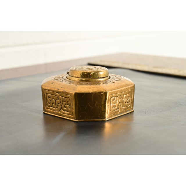 Tiffany Studios Tiffany Studios New York Zodiac Bronze Doré Inkwell For Sale - Image 4 of 15