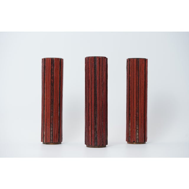 Mid-Century Modern Pottery Mosaik Red Vases from Ritter, 1960s, Set of 3 For Sale - Image 4 of 16