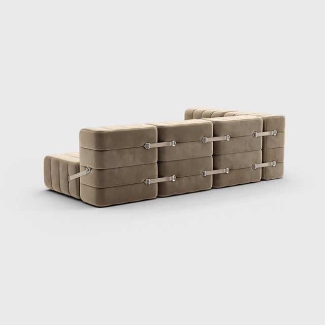 Contemporary Curt Modular Set - Flexible Small Corner Sofa - Barcelona - Vole - V3347/15 (Grey / Brown) by Ambivalenz, Set of 9 For Sale - Image 3 of 5