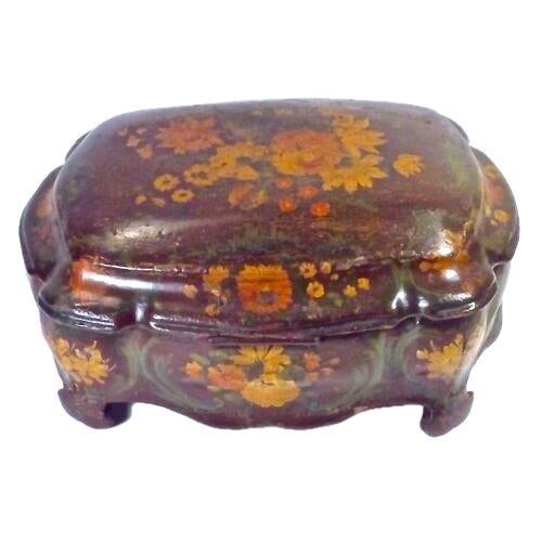 Antique Handmade Papier Mâché Jewelry Box For Sale - Image 4 of 6