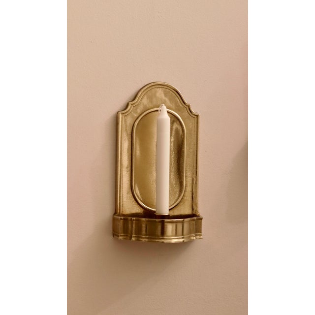 Mid-Century Modern Mid-Century Arts and Crafts Swedish Brass Sconces, Set of 2 For Sale - Image 3 of 10
