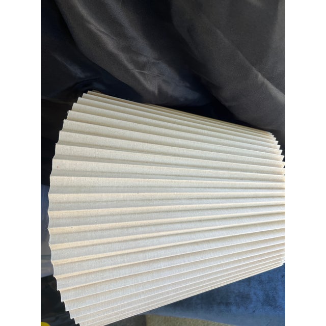Textile Vintage Stiffel Pleated Lamp Shade — 12”h × 9” Top × 16” Bottom — Off-White Beige For Sale - Image 7 of 7