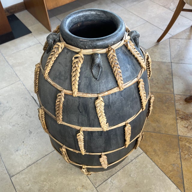 Vintage Terracotta/Rattan Floor Vases Set of 2 Chairish