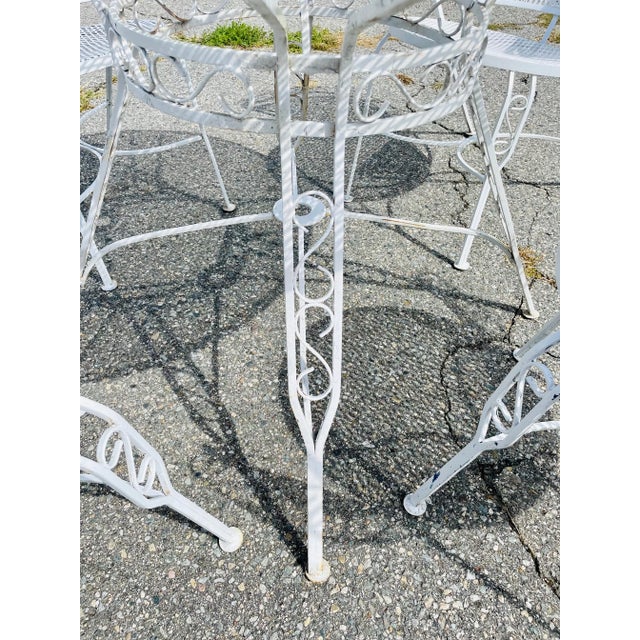 Vintage Woodard Wrought Iron Patio Table & 4 Chairs For Sale - Image 9 of 13