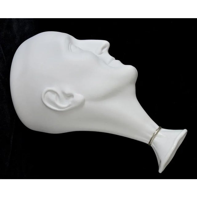White Porcelain Man's Head Vase by Ilona Romule For Sale - Image 3 of 5