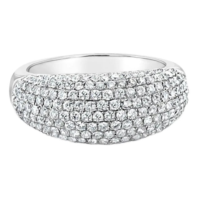 2 Carat Diamond Pave Wedding Band 18k White Gold, Size 9 For Sale