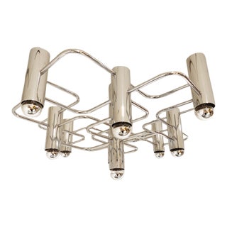 1970s Chrome Chandelier by Gaetano Sciolari for Boulanger For Sale