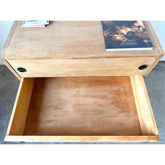 Wood Chest of 3 Drawers in Oak and Lacquered Metal from ARP, France, 1960s For Sale - Image 7 of 18