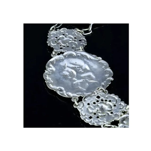 Silver Late 19th Century Victorian Silver Plate Angel Figural Plaque Belt/Necklace For Sale - Image 8 of 11