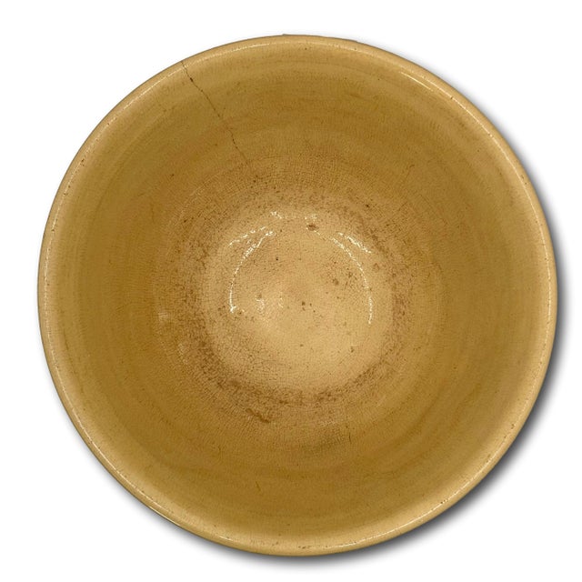 Large Size Antique Green Seaweed Decorated & Banded Yellow Ware Kitchen Mixing Bowl Circa Late 19th Century For Sale - Image 15 of 18
