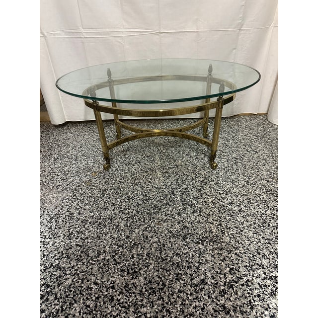 La Barge Hollywood Regency Brass Oval Coffee Table For Sale In Detroit - Image 6 of 8