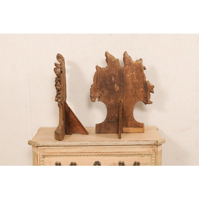 Brown Mid 20th Century Carved-Wood Tabletop Floral Bouquets - A Pair For Sale - Image 8 of 10