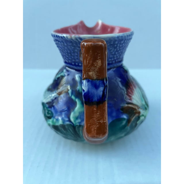 Early 20th Century Small Antique Majolica Fish Pitcher For Sale - Image 5 of 9