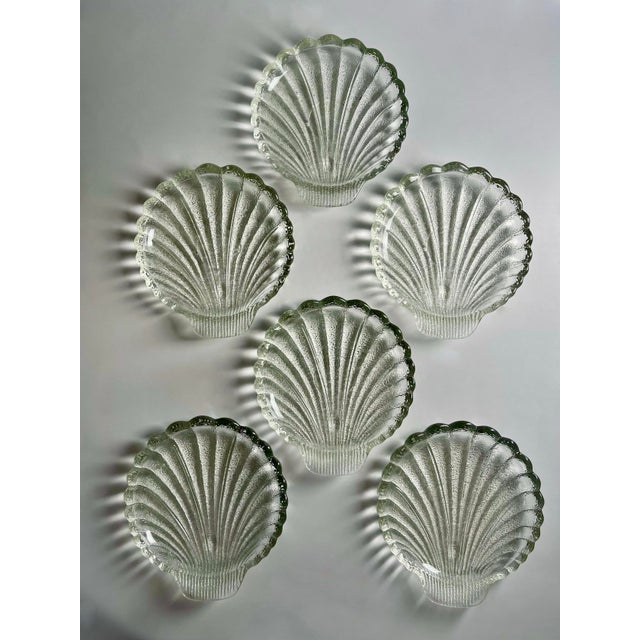 Silver Mid 20th Century Pressed Glass Seashell Coaster Set- 7 Pieces For Sale - Image 8 of 12