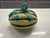 Italian Vintage Italian Majolica Melon Tureen With Lid Hand Painted Ceramic Serving Bowl with Turquoise Vine & Leaf Detail For Sale - Image 3 of 8