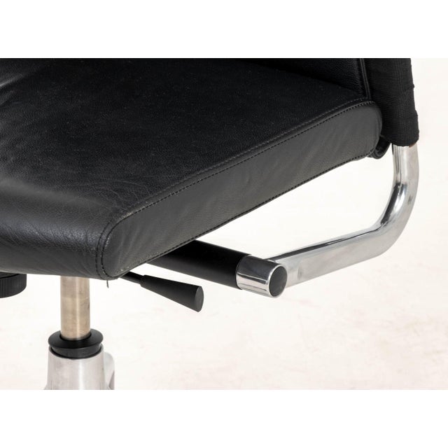 Eames Modern Black Leather & Chrome Swivel Office Chair For Sale - Image 4 of 6