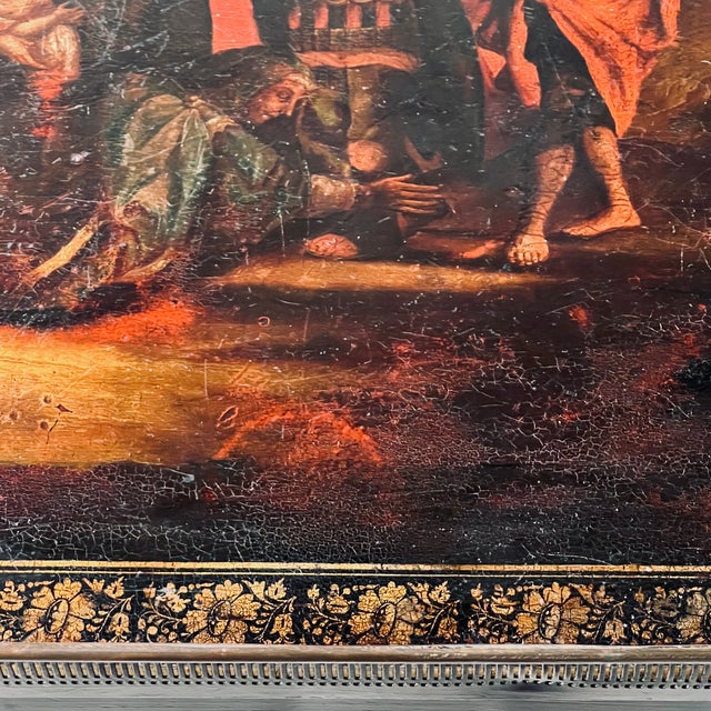 19th Century Octagonal Tole Tray Table with The Family of Darius Before Alexander the Great For Sale - Image 8 of 11