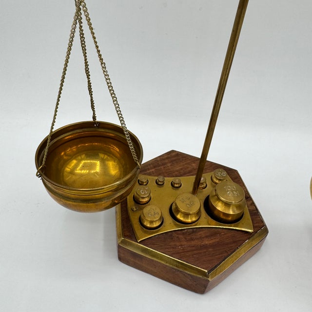 Precision Scale in Brass and Wood, 1920s For Sale - Image 3 of 12