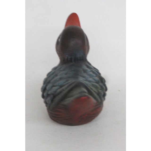 Red Duck Miniature Ceramic Figurine Hand Painted Green Blue Feathers Red Bill 4522b For Sale - Image 8 of 12