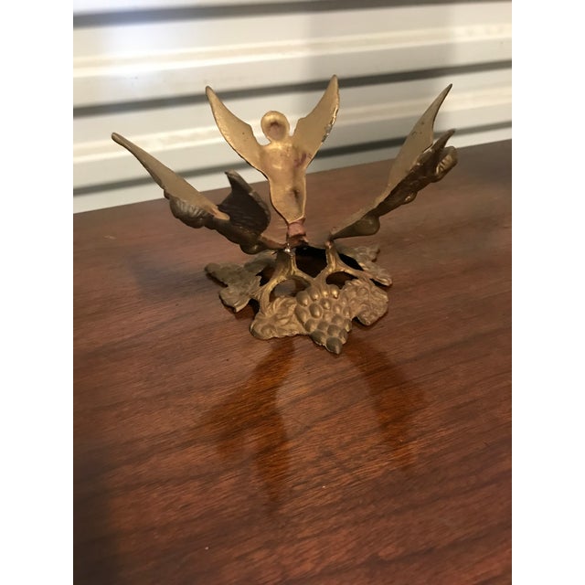 Metal Rare Shino-Style Ceramic Vase on Angel Stand For Sale - Image 7 of 9